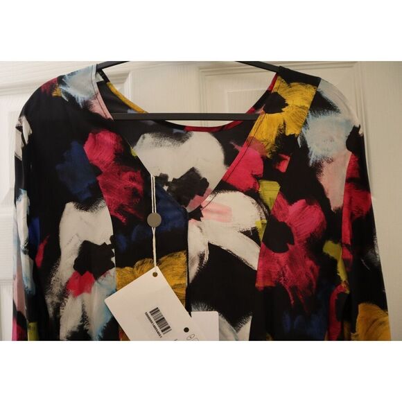 Colville CVS20516A Women Sz IT 42 US 6 Black Floral Asymmetric Midi Dress - Picture 11 of 16